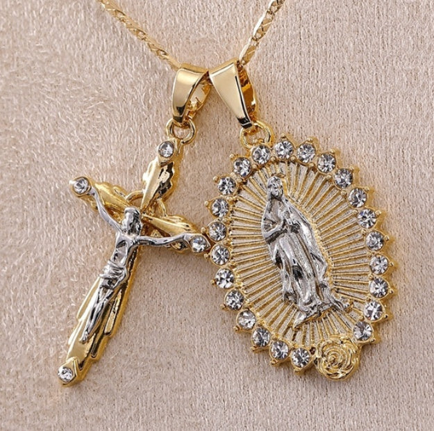 Catholic Crucifix Christian Cross Necklace Virgin Mary